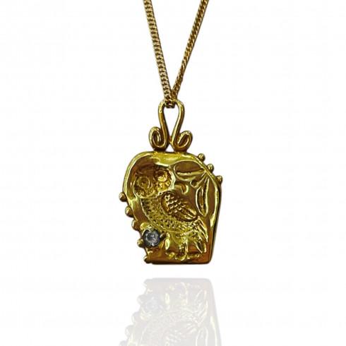 Athena Owl Coin Necklace - Sterling Silver 925